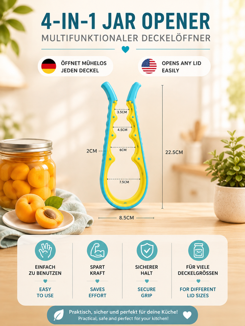 4-in-1 Glasöffner – Multifunktionaler Schraubverschluss- & Dosenöffner für die Küche