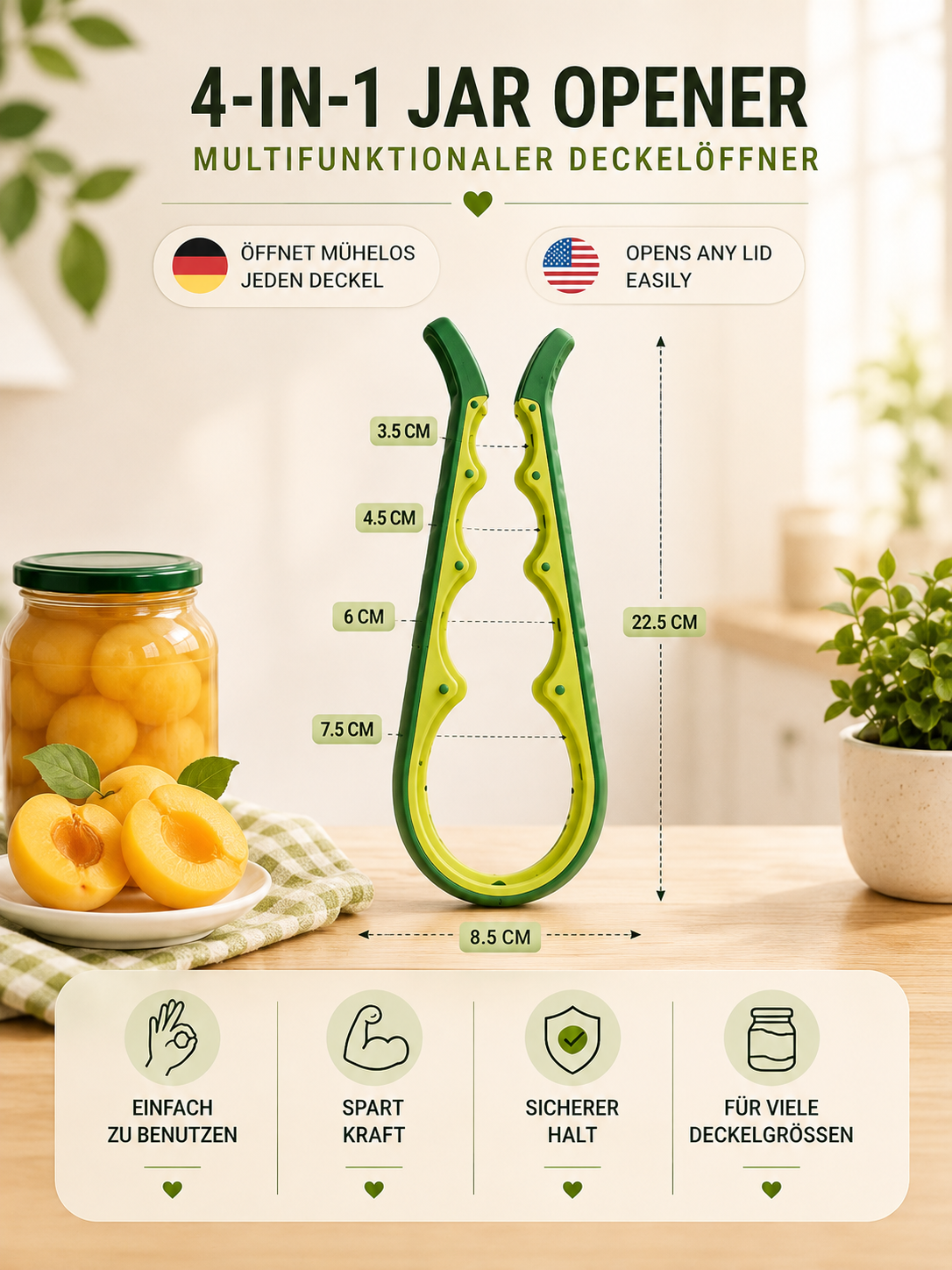 4-in-1 Glasöffner – Multifunktionaler Schraubverschluss- & Dosenöffner für die Küche