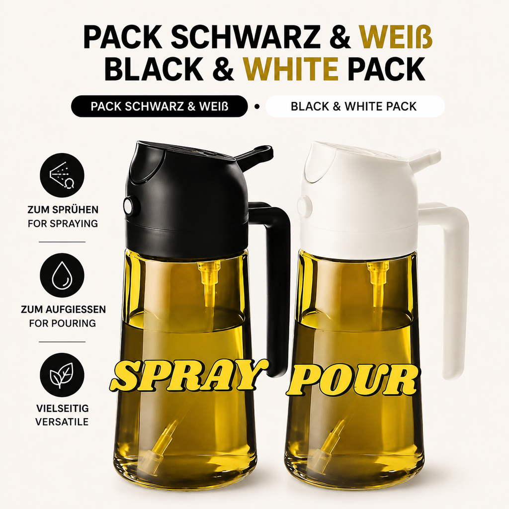 Olivenöl-Sprühflasche aus Kunststoff – 2-in-1 Sprüher & Gießer