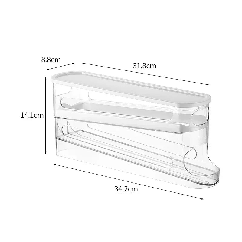 Eierhalter Kühlschrank Zweilagig – Automatischer Rollmechanismus, Eierbox Organizer